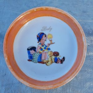 Antique 1920's Baby Dish Bowl Stamped "Made in Czecho - Slovakia" Scene